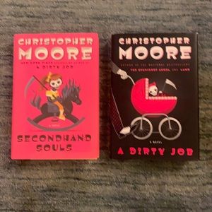 Set of two books by Christopher Moore  A DIRTY JOB AND SECONDHAND SOULS